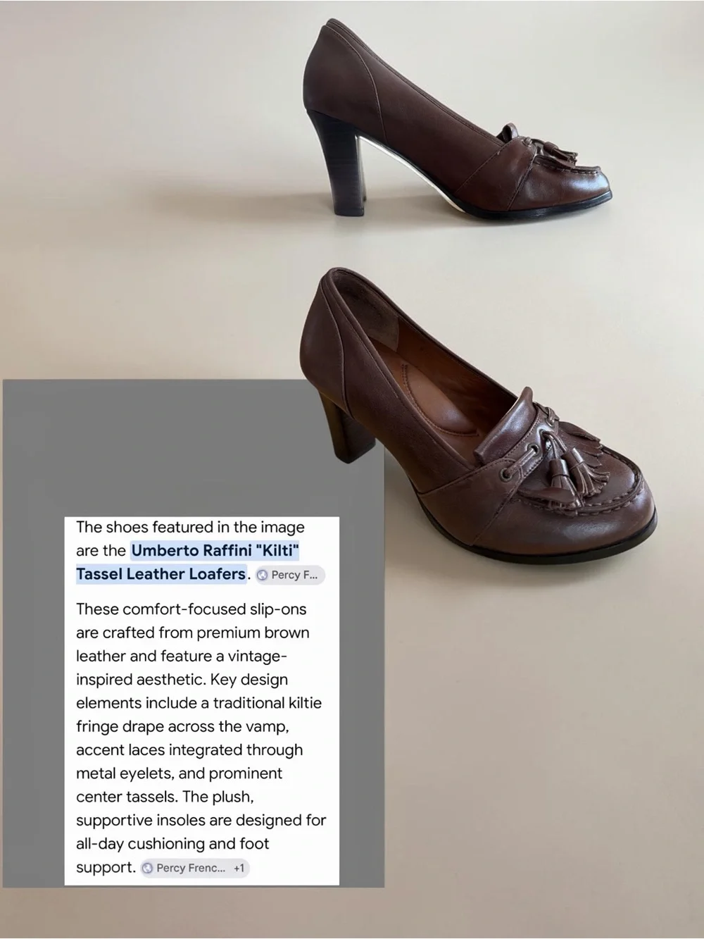 Raffini Signature Brown Leather Tassel Kiltie Loafer Pumps EU 37 US 6.5–7